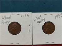 (2) 1955 Wheat Pennies