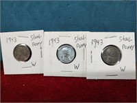 (3) 1953 Steel Pennies
