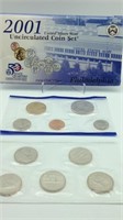 2001  U.S Mint Uncirculated Coin Set Philadelphia