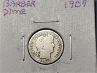 1907 Silver Barber Dime