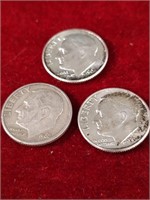 3 Silver Dimes 1960's