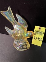 Iridescent Yellow Glass Bird Figurine 8.5" H