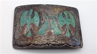 Native American Bird/tepee Belt Buckle