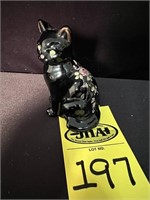 Fenton Black Hand Painted Mini Cat