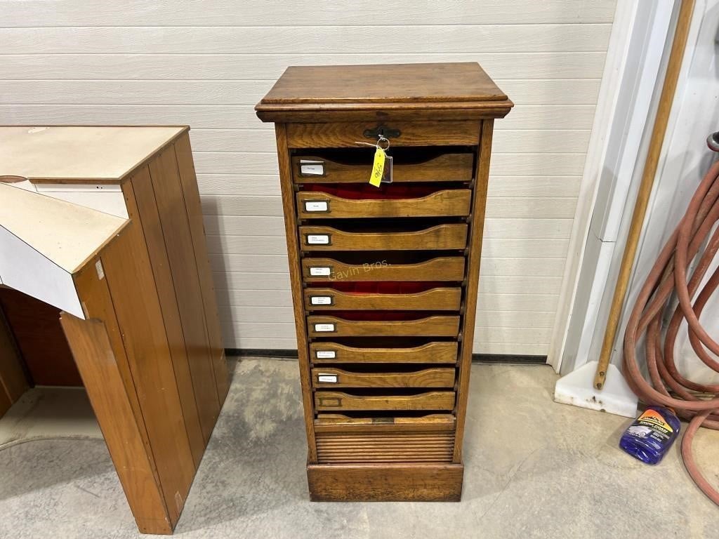 Wood Watch Cabinet with Slides and Falling Door