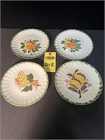 4 Blue Ridge Pottery Fruit Plates 8.5" R