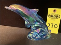Fenton Blue Carnival Glass Dolphin