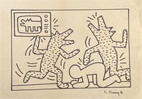 Keith Haring hand drawn and signed sketch