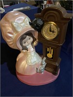 1978 Ceramic Girl and Clock Statue