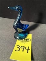 Vikig Glass Cobalt Blue Duck 5.25" H