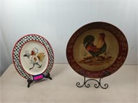 Rooster art plates 14, 16 in