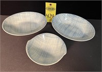 3 Blue Ridge Pottery Silhouette Bowls