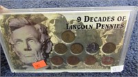 9 DECADES OF LINCOLN PENNIES SET