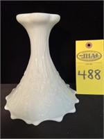 Milk Glass Candle Holder 6.5" H