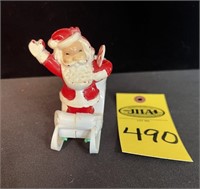 Mid-century Hard Plastic Santa In Sleigh