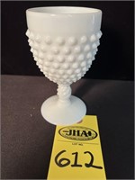Fenton Hobnailk Milk Glass Goblet 6" H