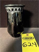 L E Smith Black Amethyst Vase 5.75"