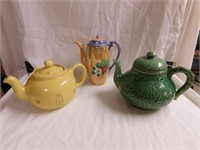3 teapots: hand painted Japan - Bordallo Pinneiro
