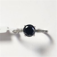 $1820 10K  Black Diamond(1ct) Diamond(0.08ct) Ring