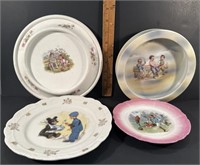 Vintage Porcelain Children Plates & Bowls