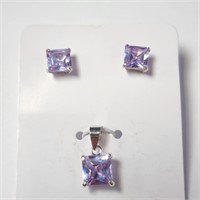 $120 Silver Crystal Earring And Pendant Set