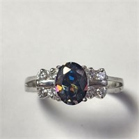 $120 Silver Mystic Topaz And Cz Ring