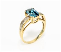 Jewelry 10K Gold London Blue Topaz & Diamond Ring