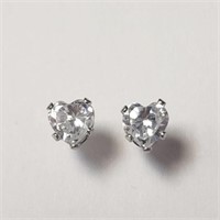 $240 14K  Cz Heart Shape Screwback(2ct) Earrings