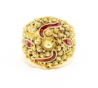 Jewelry 18kt Yellow Gold Enamel Ring