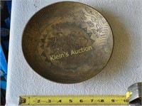 antique brass dragon bowl early signature! china