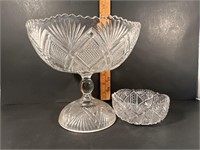 Pressed Glass Fruit Dish & Candy Dish