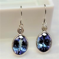 $3370 14K  Tanzanite(4ct) Diamond(0.14ct) Earrings