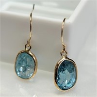 $900 14K  Blue Zircon(5ct) Earrings