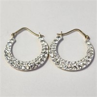 $300 10K  Crystal Hoop Earrings