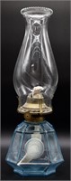 Fostoria Glass Coin Blue Oil Lamp
