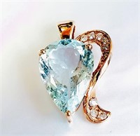 $5040 14K  Aquamarine(5.6ct) Diamond Pendant