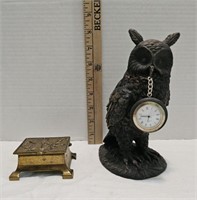 Owl Clock & Brass Stamp Box