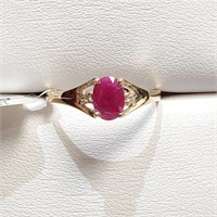 $1400 10K  Ruby(0.95Ctct) Diamond(0.07ct) Ring