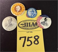 4 Vintage Presidential Buttons