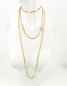 Jewelry 18kt Yellow Gold Pearl Necklace