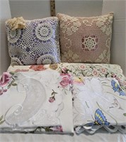 Vintage Tablecloths & Throw Pillows