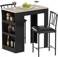 VECELO Small Bar Table and Chairs Tall