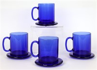 Vintage Cobalt Blue Coffee Mug & Coaster Set