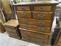 SOLID WOOD 7 DRAWER CHEST & NIGHT STAND