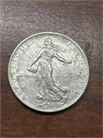 1918 2 Francs 0.835 silver