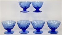 Vintage Cobalt Blue Morgantown Crinkle Glass Coups