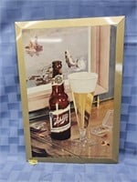 Vintage 1950's Schlitz Beer tin litho bar sign.