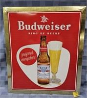 Vintage Budweiser tin litho bar sign. Hanging or