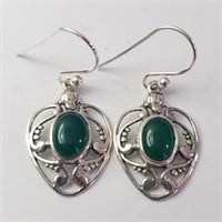 $120 Silver Green Onyx Earrings
