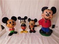 4 Disney Mickey Mouse figures, tallest is 11"